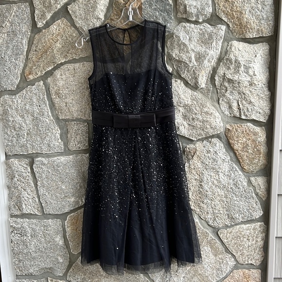 Ann Taylor Party Dress Sequins with Mesh Neckline with Tulle Sequins Body - Picture 3 of 12